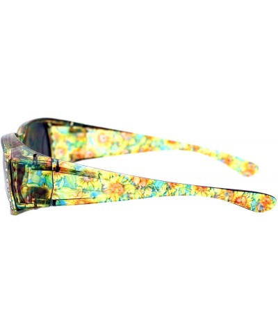 Womens Fit Over Glasses Polarized Sunglasses Rhinestones Floral - Yellow Green - CV1880O5DHO $11.18 Butterfly