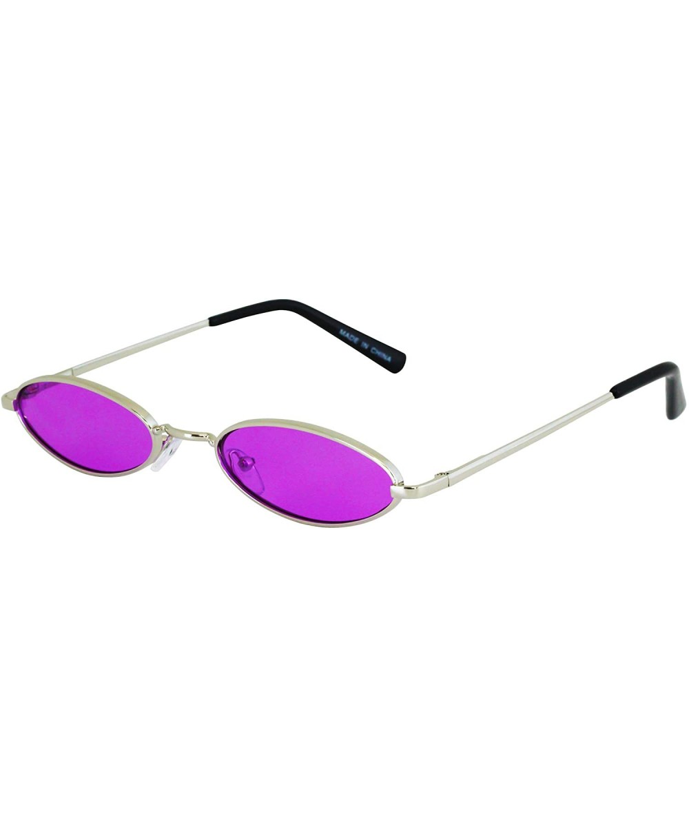 Small Tiny Oval Vintage Sunglasses for Women Metal Frames Designer Gothic Glasses - Purple - CH18U86WWYS $6.98 Oval