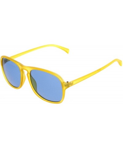 Matte Finish Retro Keyhole Bridge Square Aviator Sunglasses (Yellow Blue) - CH11J2QGW6V $5.86 Aviator