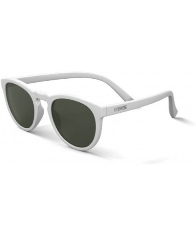 Round Polarized Sunglasses- White Frame - Smoke Lenses - C112NVELLYP $14.07 Round