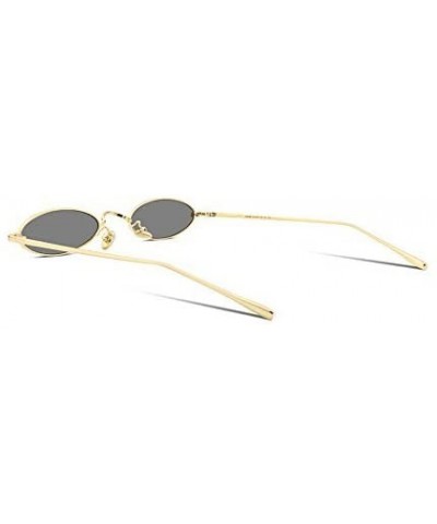 Vintage Small Sunglasses Oval Slender Metal Frame Candy Colors B2277 - 05 Glod Frame Grey Lens - CH18DQU95GG $10.38 Round