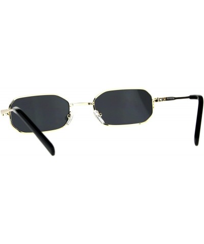 Mens Narrow Metal Rim Rectangular Hippie Pimp Sunglasses - Gold Black - CH18CMQEOE7 $10.87 Aviator