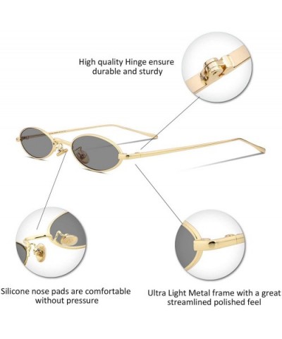 Vintage Small Sunglasses Oval Slender Metal Frame Candy Colors B2277 - 05 Glod Frame Grey Lens - CH18DQU95GG $10.38 Round