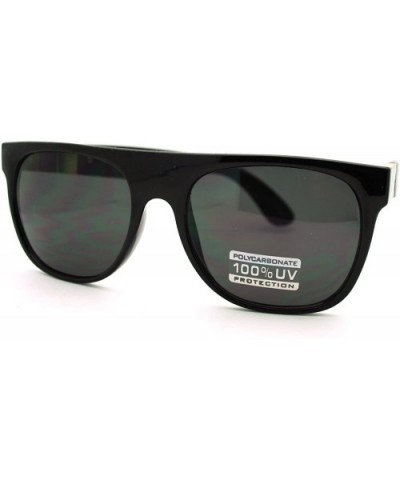 Mens Luxury Metal Trim Flat Top Mob Horned Sunglasses - Black Gold - CO11KP5Z4L7 $5.21 Oversized