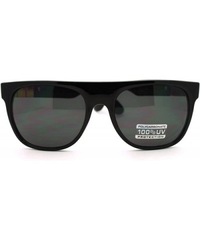 Mens Luxury Metal Trim Flat Top Mob Horned Sunglasses - Black Gold - CO11KP5Z4L7 $5.21 Oversized