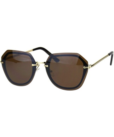 Womens Exposed Lens Pentagon Luxury Butterfly Shape Sunglasses - Dark Brown - C118HSGUS4T $10.09 Oversized