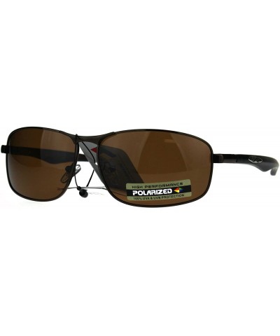 Xloop Polarized Lens Sunglasses Mens Rectangular Spring Hinge Frame - Brown (Brown) - CZ189OD5EAI $11.33 Rectangular