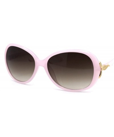 Classic Oversize Round Butterfly Designer Fashion Plastic Sunglasses - Pink Brown - CB194KT2X3G $7.34 Butterfly