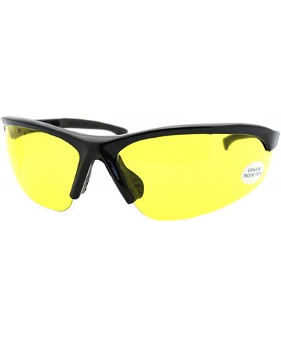 Yellow Lens Sports Sunglasses Half Rim Safety Eyewear Protects from Dust/Wind - Black - CM11D41YXON $8.60 Sport