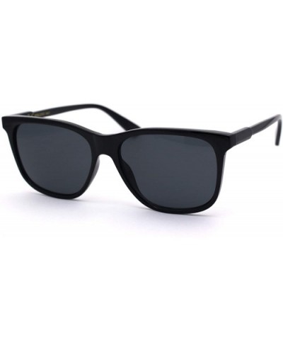 Womens Horn Rim Boyfriend Plastic Rectangular Sunglasses - All Black - CO193MQGXK9 $6.75 Rectangular