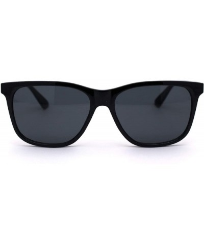 Womens Horn Rim Boyfriend Plastic Rectangular Sunglasses - All Black - CO193MQGXK9 $6.75 Rectangular