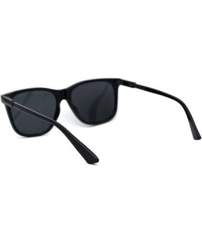 Womens Horn Rim Boyfriend Plastic Rectangular Sunglasses - All Black - CO193MQGXK9 $6.75 Rectangular