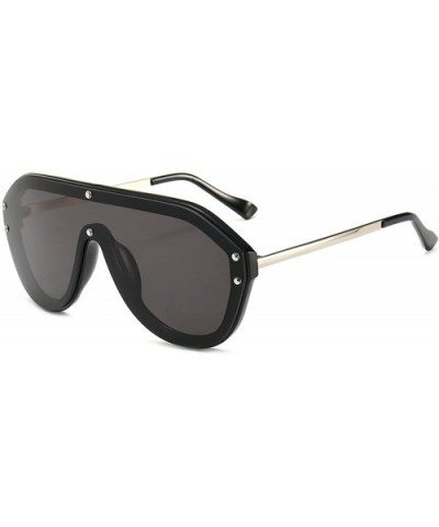 Retro Rivet Sunglasses Luxury Brand Designer Oversize Black Visor Sun Glasses Men Shades for Women Men - 1 - CG18W662LXR $8.0...