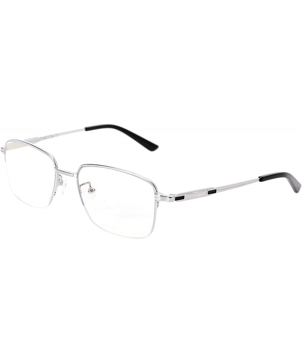 Pure Titanium Anti Blue Light Glasses - Half Rimless Eyewear frame for Men and Women - Silver - CA18OXDHDAQ $35.55 Rectangular