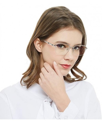 Pure Titanium Anti Blue Light Glasses - Half Rimless Eyewear frame for Men and Women - Silver - CA18OXDHDAQ $35.55 Rectangular