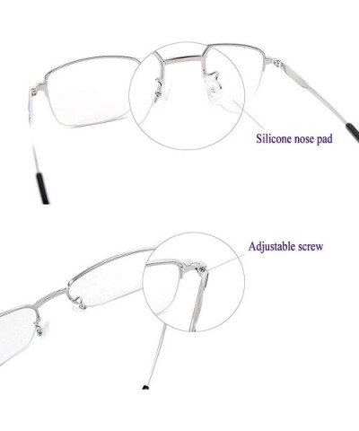 Pure Titanium Anti Blue Light Glasses - Half Rimless Eyewear frame for Men and Women - Silver - CA18OXDHDAQ $35.55 Rectangular