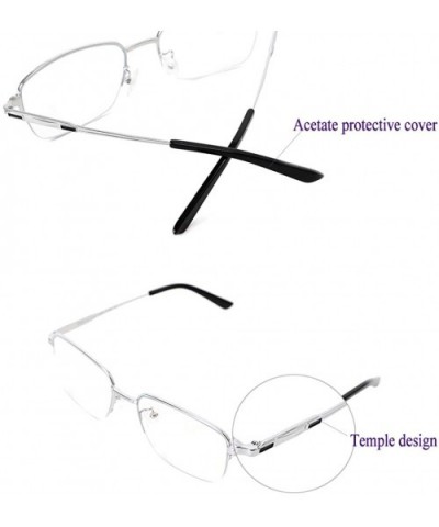 Pure Titanium Anti Blue Light Glasses - Half Rimless Eyewear frame for Men and Women - Silver - CA18OXDHDAQ $35.55 Rectangular