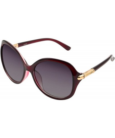 Butterfly Framed Oversized Polarized Sunglasses For Women UV400 - Red Wine - CZ185O0YGRG $10.65 Cat Eye