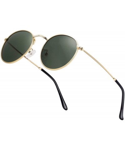 Small Round Polarized Sunglasses Retro Men Women Mirrored Lens Metal Frame Circle Sun Glasses Shades - CJ18RNS2ISG $9.98 Square