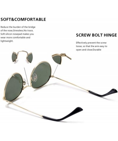 Small Round Polarized Sunglasses Retro Men Women Mirrored Lens Metal Frame Circle Sun Glasses Shades - CJ18RNS2ISG $9.98 Square