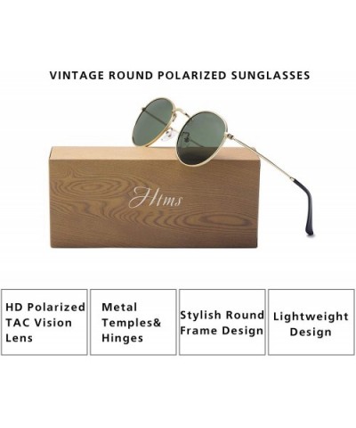 Small Round Polarized Sunglasses Retro Men Women Mirrored Lens Metal Frame Circle Sun Glasses Shades - CJ18RNS2ISG $9.98 Square