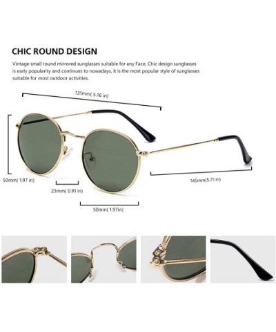 Small Round Polarized Sunglasses Retro Men Women Mirrored Lens Metal Frame Circle Sun Glasses Shades - CJ18RNS2ISG $9.98 Square