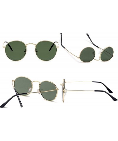 Small Round Polarized Sunglasses Retro Men Women Mirrored Lens Metal Frame Circle Sun Glasses Shades - CJ18RNS2ISG $9.98 Square