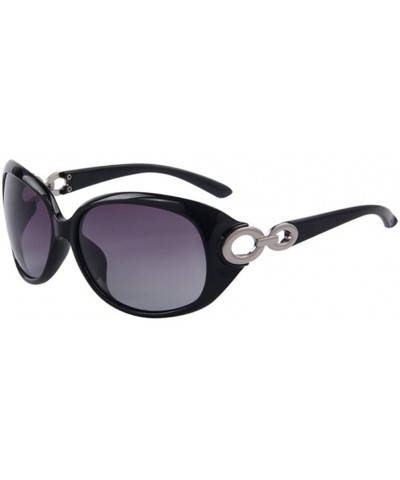 Women Fashion UV400 Polarized Sunglasses Oval Glasses Eyewear - Black - C317YYML4SC $6.24 Goggle