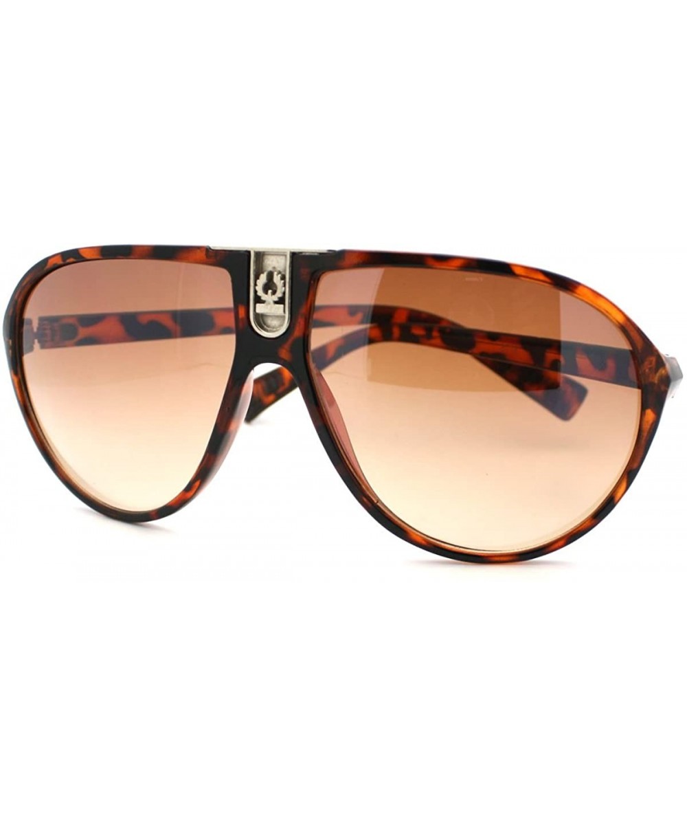 Racer Aviator Flat Top Sunglasses Stylish Designer Frame - Tortoise Brown - CS11CS4Q183 $5.40 Aviator