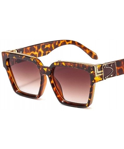Square Sunglasses For Men and Women Metal Bridge Shades Eyewear - Leopard Tea - CJ1906E8R4D $10.61 Square