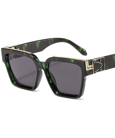 Square Sunglasses For Men and Women Metal Bridge Shades Eyewear - Leopard Tea - CJ1906E8R4D $10.61 Square