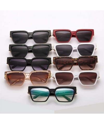 Square Sunglasses For Men and Women Metal Bridge Shades Eyewear - Leopard Tea - CJ1906E8R4D $10.61 Square