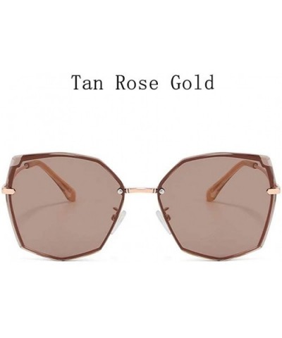 Women's Fashion Oversizeed Sunglasses Square Frameless Gradient Glasses UV400 - Tan - C9199MM0G5T $9.62 Square
