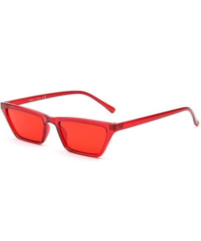 Women Retro Slim Rectangular Cat Eye Fashion Sunglasses - Red - C918IQC4MGC $5.72 Rectangular