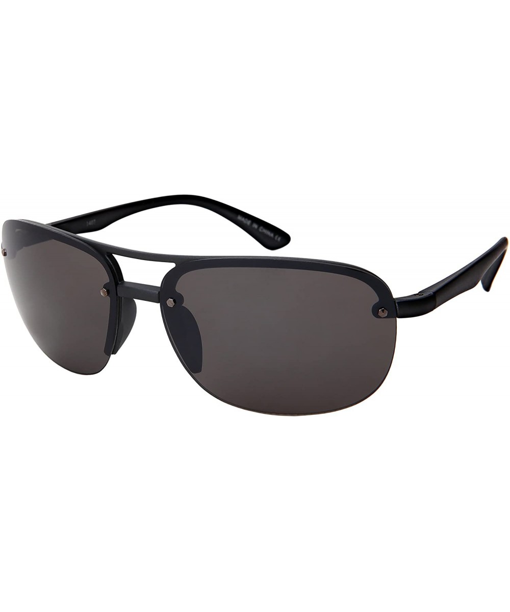 Retro Classic Men Oval Semi-rimless Plastic Sunglasses 1407MT-FM - CS18C2QMQX6 $6.68 Square