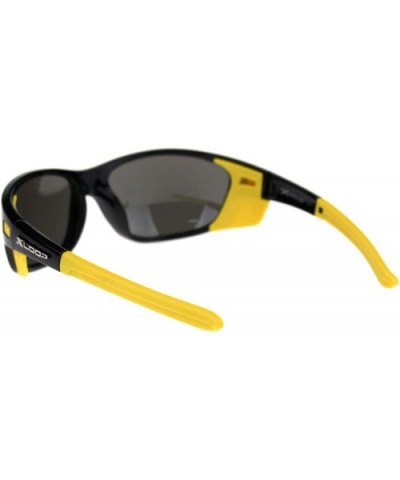 Xloop Sunglasses Mens Wrap Around Side Cover Oval Shield Frame UV 400 - Black Yellow (Silver Mirror) - CE192RSN5ME $6.81 Oval