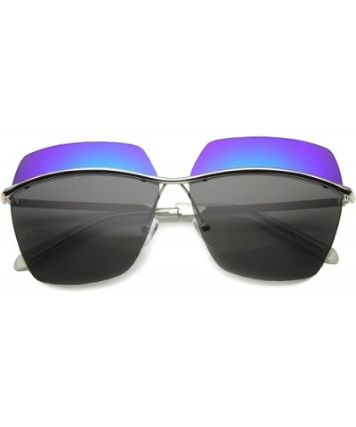 Contemporary Oversize Rimless Metal Temple Colored Mirror Panel Square Sunglasses 63mm - Midnight / Smoke - C3124SH9LU7 $9.75...