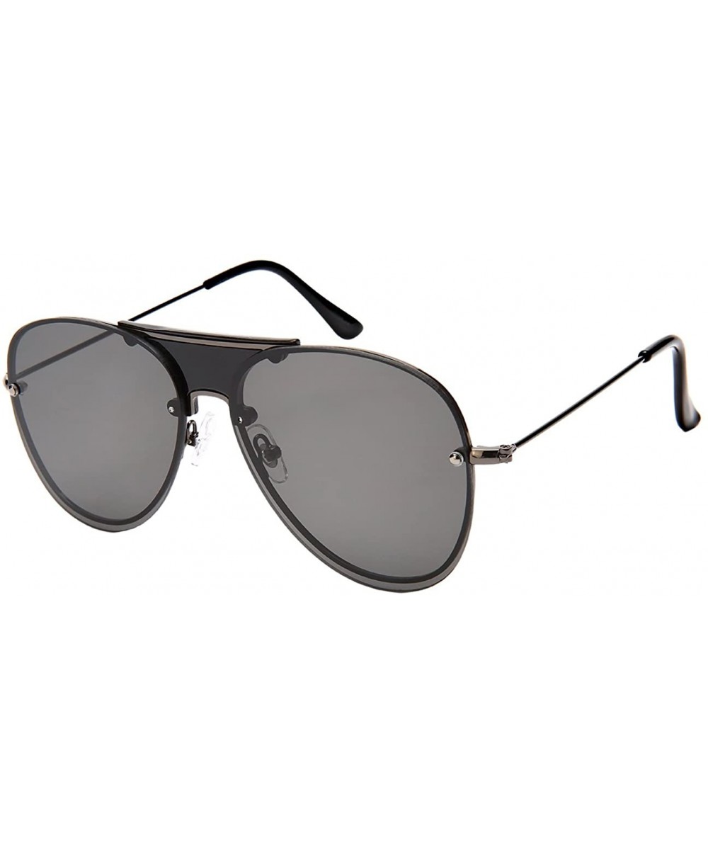 Men's Modern Aviators w/Solid Color Lens 1204-FLSD - Gunmetal Black - CC183QADI6Y $7.81 Aviator