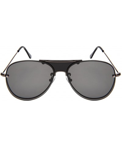 Men's Modern Aviators w/Solid Color Lens 1204-FLSD - Gunmetal Black - CC183QADI6Y $7.81 Aviator