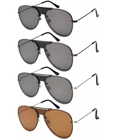 Men's Modern Aviators w/Solid Color Lens 1204-FLSD - Gunmetal Black - CC183QADI6Y $7.81 Aviator