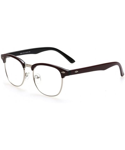 Vintage Clear Lens Eyeglasses Fashion Metal Square Frame Eyewears - Wine Red - CT188Y5YA47 $11.85 Sport