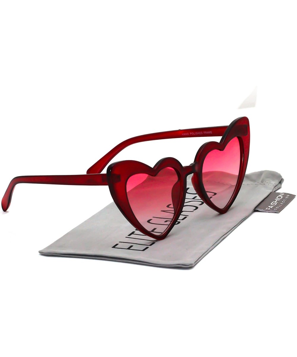 Fashion Love Heart Shaped Sunglasses For Women Girls Hippie Party Shade Sunglasses - Candy Red Pink - CU180SWIDY9 $5.55 Sport