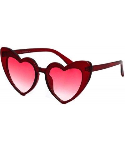 Fashion Love Heart Shaped Sunglasses For Women Girls Hippie Party Shade Sunglasses - Candy Red Pink - CU180SWIDY9 $5.55 Sport