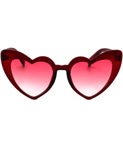 Fashion Love Heart Shaped Sunglasses For Women Girls Hippie Party Shade Sunglasses - Candy Red Pink - CU180SWIDY9 $5.55 Sport