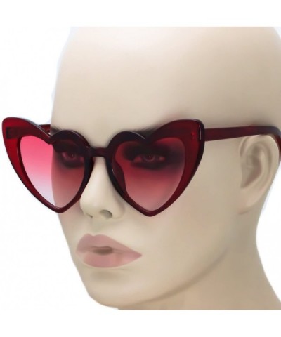 Fashion Love Heart Shaped Sunglasses For Women Girls Hippie Party Shade Sunglasses - Candy Red Pink - CU180SWIDY9 $5.55 Sport