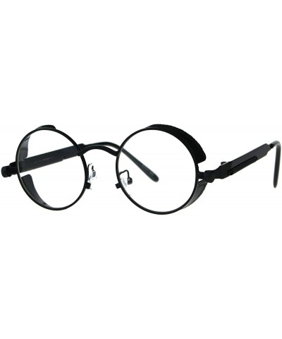 Mens Steam Punk Side Visor Round Circle Lens Hippie Metal Rim Eyeglasses - Black - CC18DWSTZXO $8.35 Round