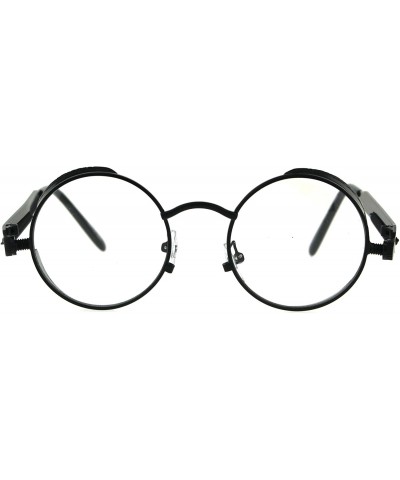 Mens Steam Punk Side Visor Round Circle Lens Hippie Metal Rim Eyeglasses - Black - CC18DWSTZXO $8.35 Round