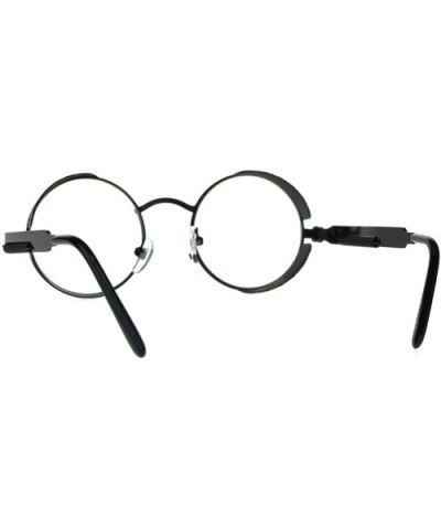 Mens Steam Punk Side Visor Round Circle Lens Hippie Metal Rim Eyeglasses - Black - CC18DWSTZXO $8.35 Round