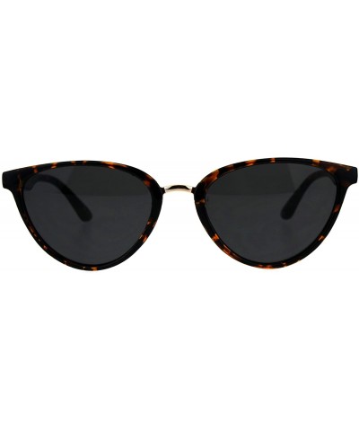 Womens Cat Eye Thin Horn Rim Plastic Sunglasses - Tortoise Gold - CJ18CIAQDO7 $7.94 Cat Eye