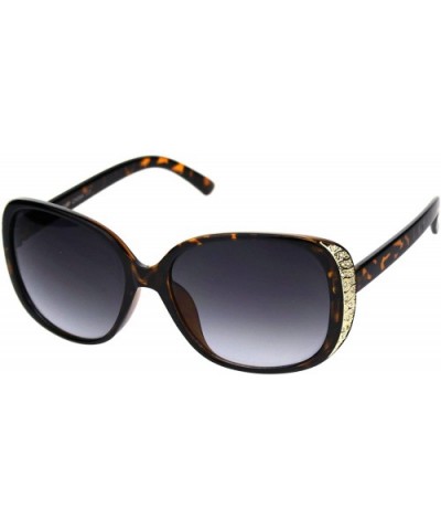Womens Gold Nugget Rhinestone Side Trim Plastic Butterfly Sunglasses - Tortoise Smoke - C818R45HNHN $7.11 Butterfly
